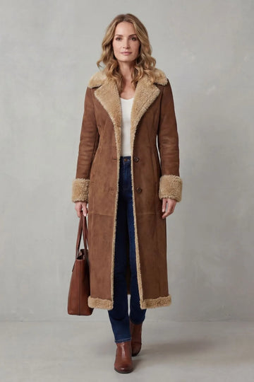 Lange winterjas met shearling