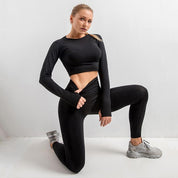 5-delige Sport Set | Dames tops en sportleggings met hoge taille in de kleur Wijnrood voor dames in stijl geschikt voor alle seizoenen.