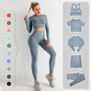 5-delige Sport Set | Dames tops en sportleggings met hoge taille in de kleur Wijnrood voor dames in stijl geschikt voor alle seizoenen.