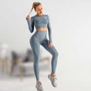 5-delige Sport Set | Dames tops en sportleggings met hoge taille in de kleur Wijnrood voor dames in stijl geschikt voor alle seizoenen.