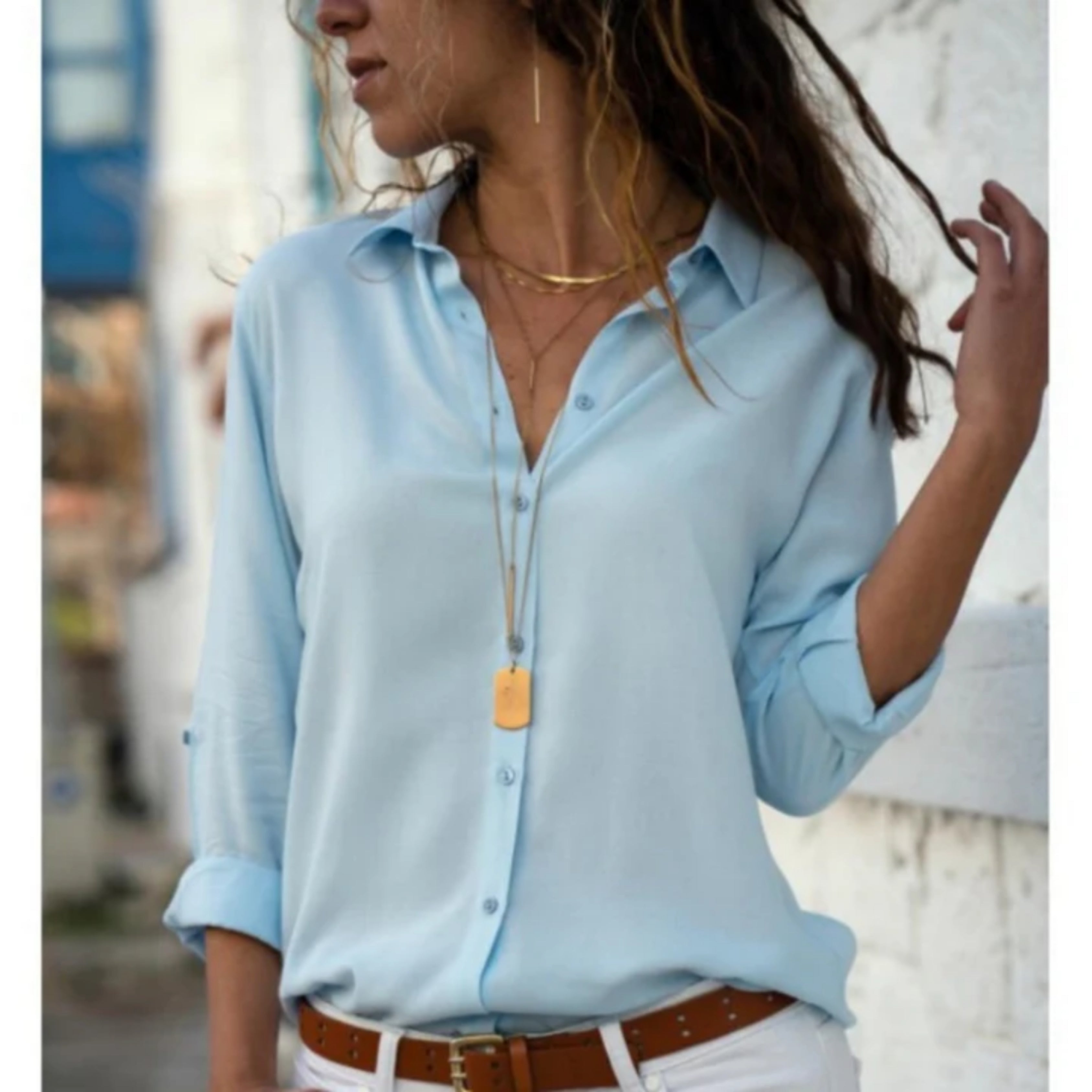 Stijlvolle Dames Blouse - Lange Mouwen en Knoopsluiting
