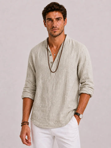 Casual overhemd V-neck lange mouwen