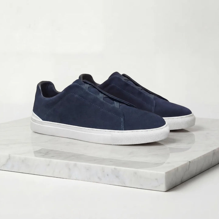 Suede sneakers met loopveters