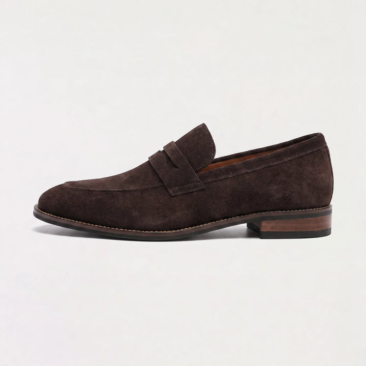 Nubuck leren loafers met saddle strap