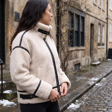 Teddy borg jacket met contrast trim
