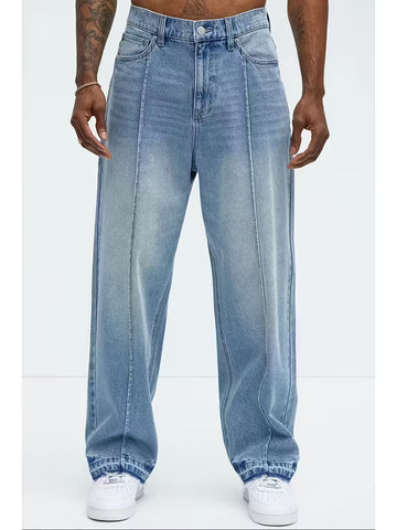 Jeans met loose straight-leg pasvorm en hoge taille