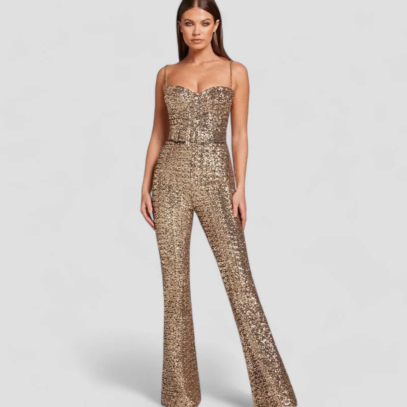 Nina | Stijlvolle Gouden Jumpsuit voor Speciale Gelegenheden