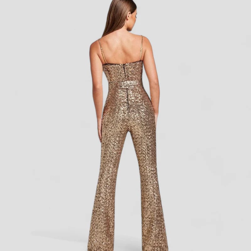 Nina | Stijlvolle Gouden Jumpsuit voor Speciale Gelegenheden