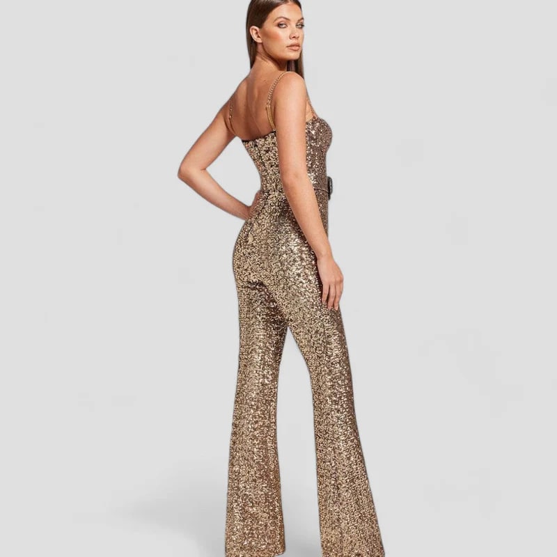 Nina | Stijlvolle Gouden Jumpsuit voor Speciale Gelegenheden