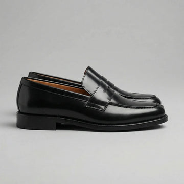 Zwarte leren penny loafers