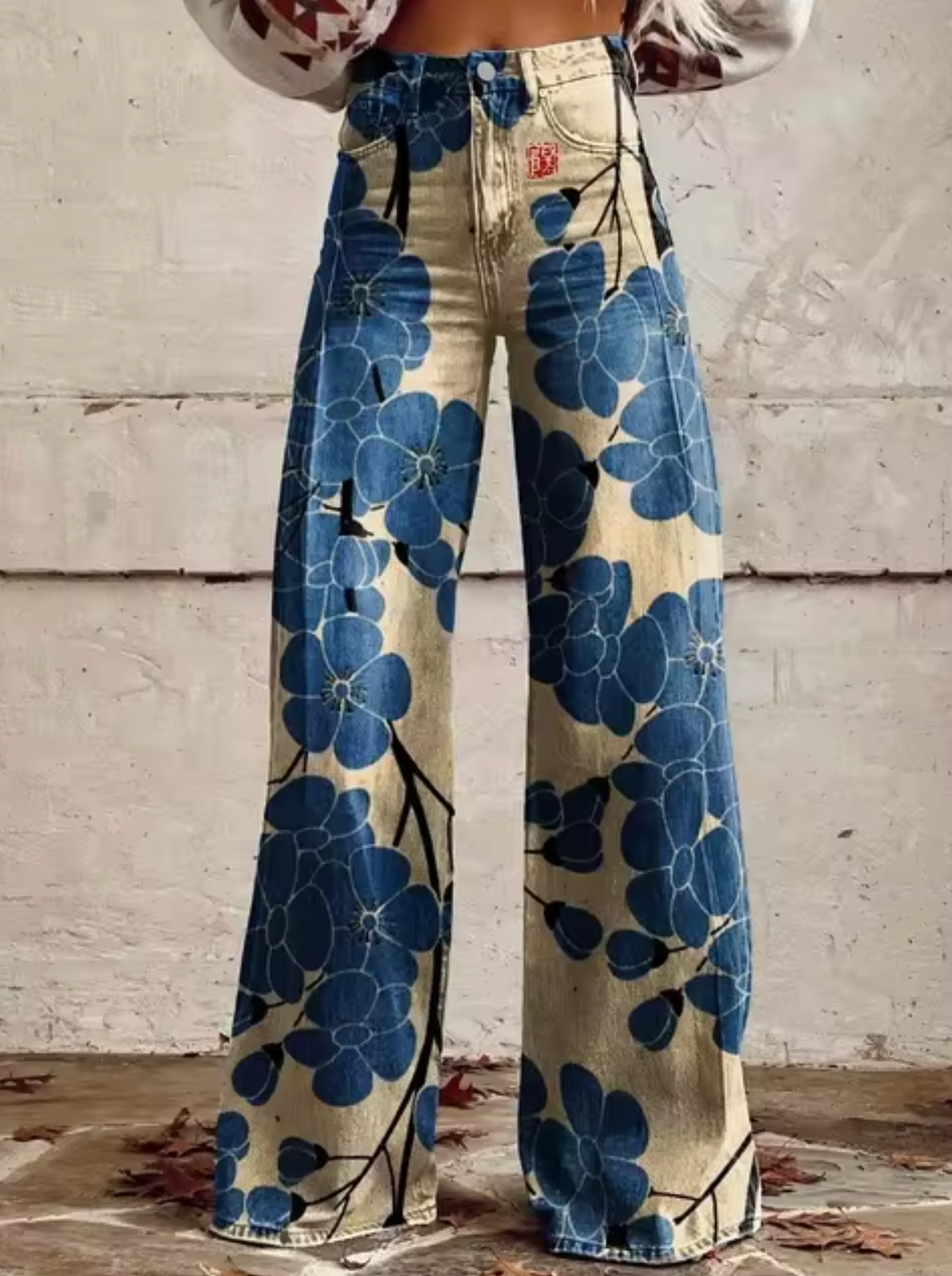 Sophie | Stijlvolle Wijde Broek met Kleurrijke Print