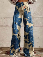 Sophie | Stijlvolle Wijde Broek met Kleurrijke Print