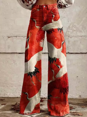 Sophie | Stijlvolle Wijde Broek met Kleurrijke Print
