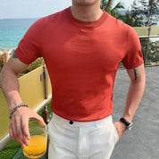 Adriaan | Slim Fit Overhemden voor de zomer in de kleur Oranje voor heren in Formal stijl ideaal voor de lente.