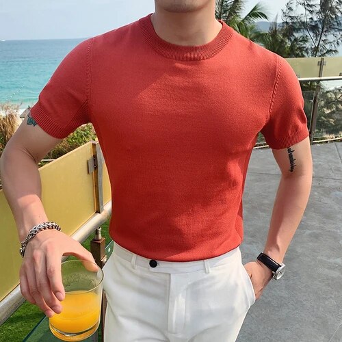 Adriaan | Slim Fit Overhemden voor de zomer in de kleur Oranje voor heren in Formal stijl ideaal voor de lente.