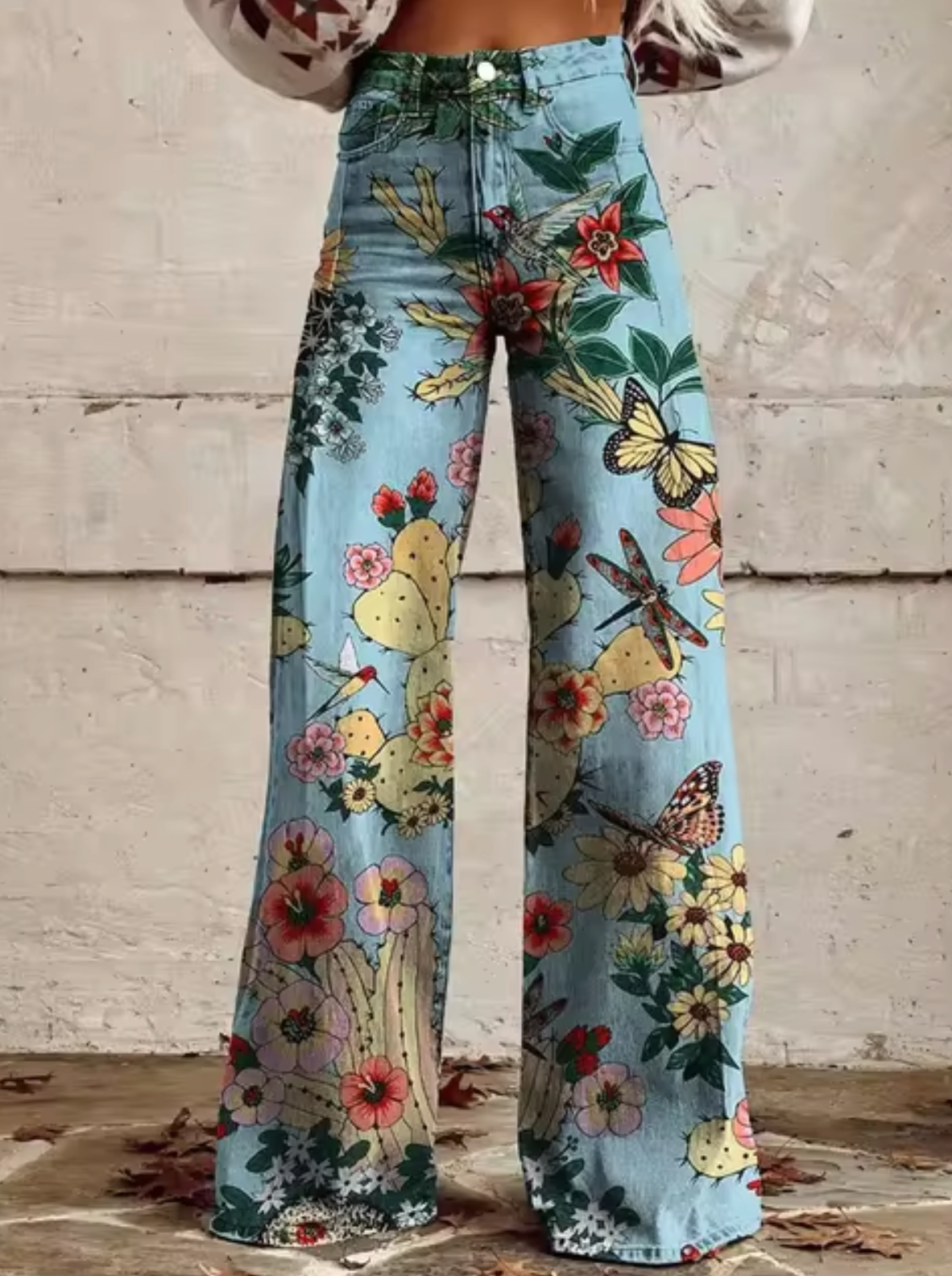 Sophie | Stijlvolle Wijde Broek met Kleurrijke Print