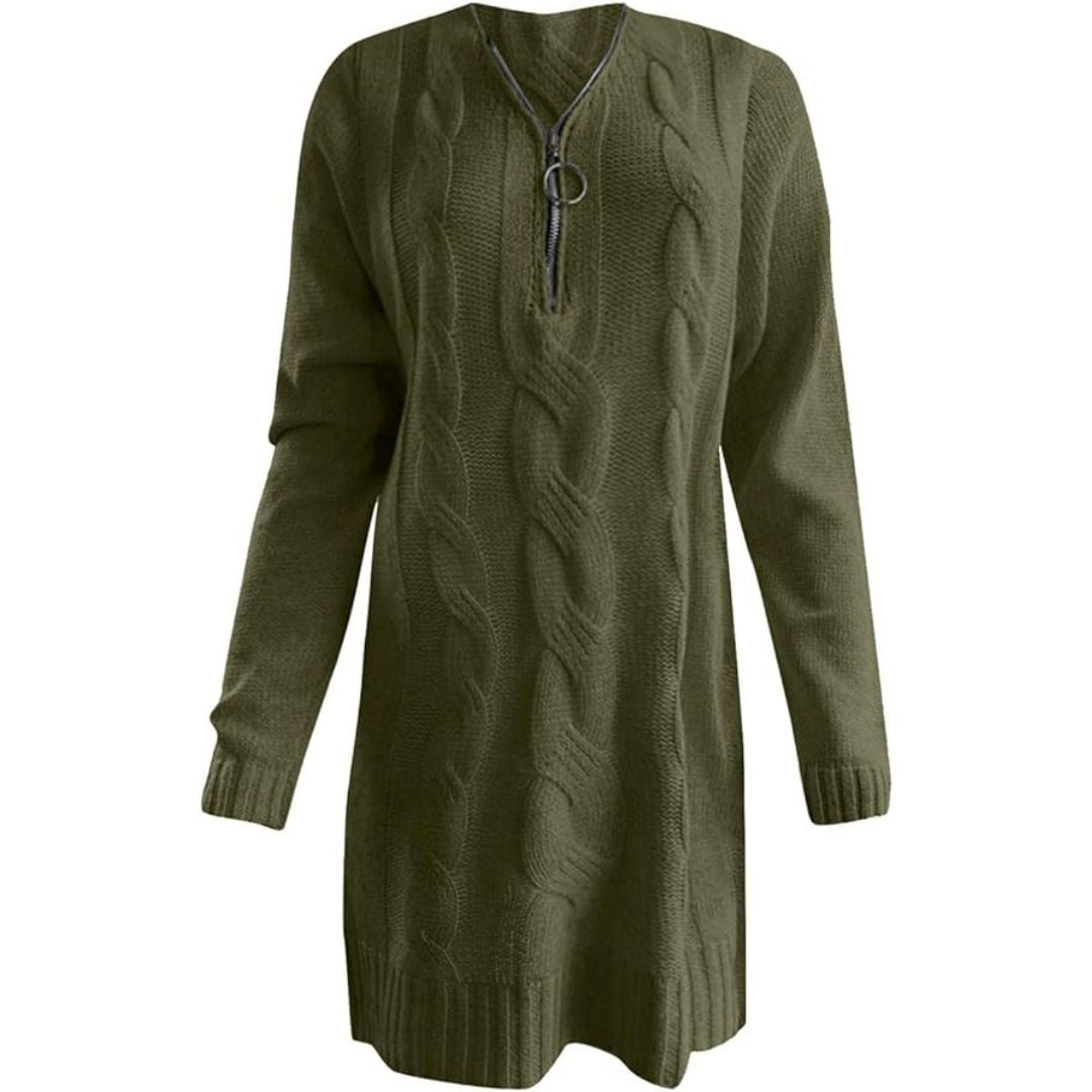 Alba | Geribde tuniekjurk in de kleur Wit voor dames in stijl ideaal voor de herfst.