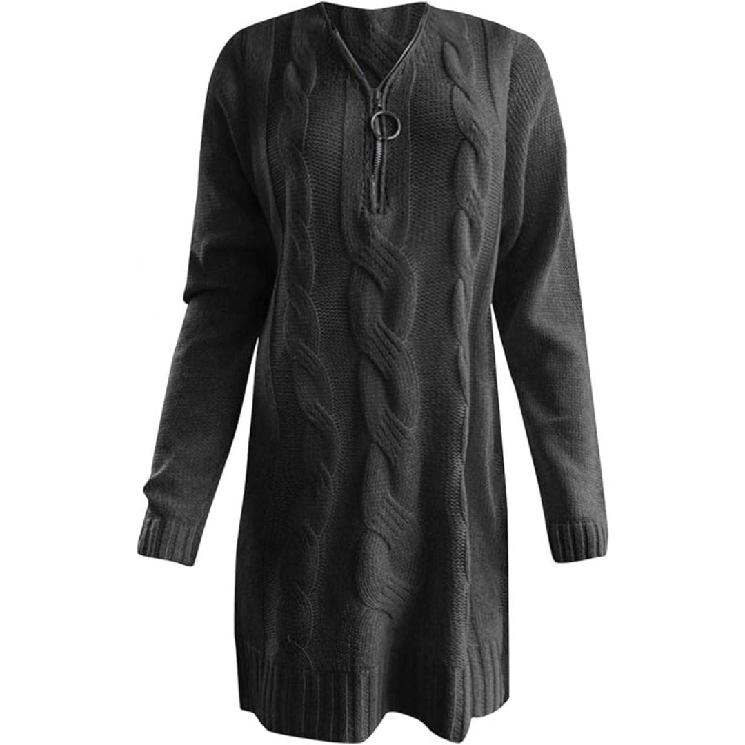 Alba | Geribde tuniekjurk in de kleur Wit voor dames in stijl ideaal voor de herfst.