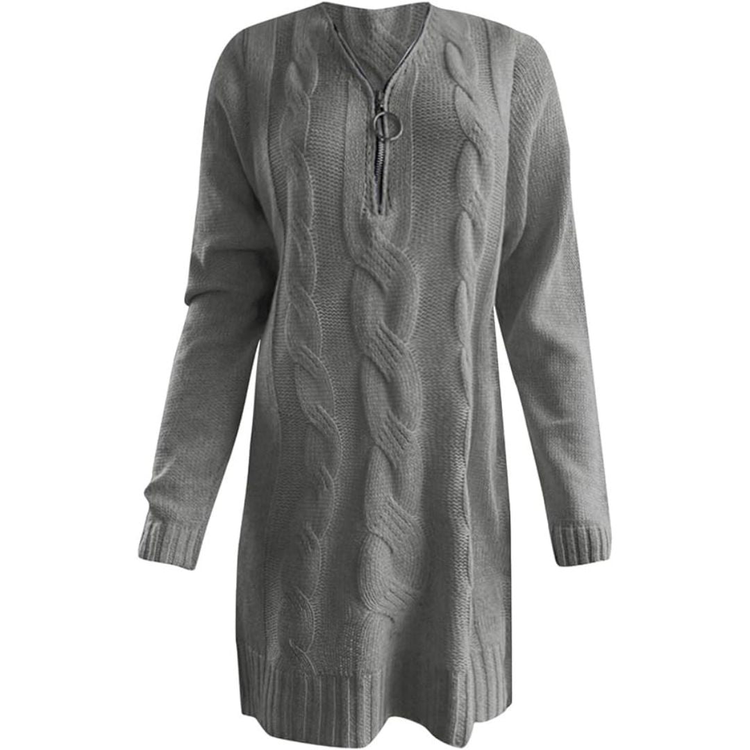 Alba | Geribde tuniekjurk in de kleur Wit voor dames in stijl ideaal voor de herfst.