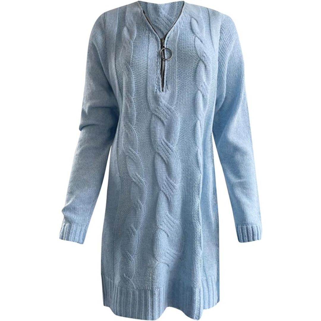 Alba | Geribde tuniekjurk in de kleur Wit voor dames in stijl ideaal voor de herfst.