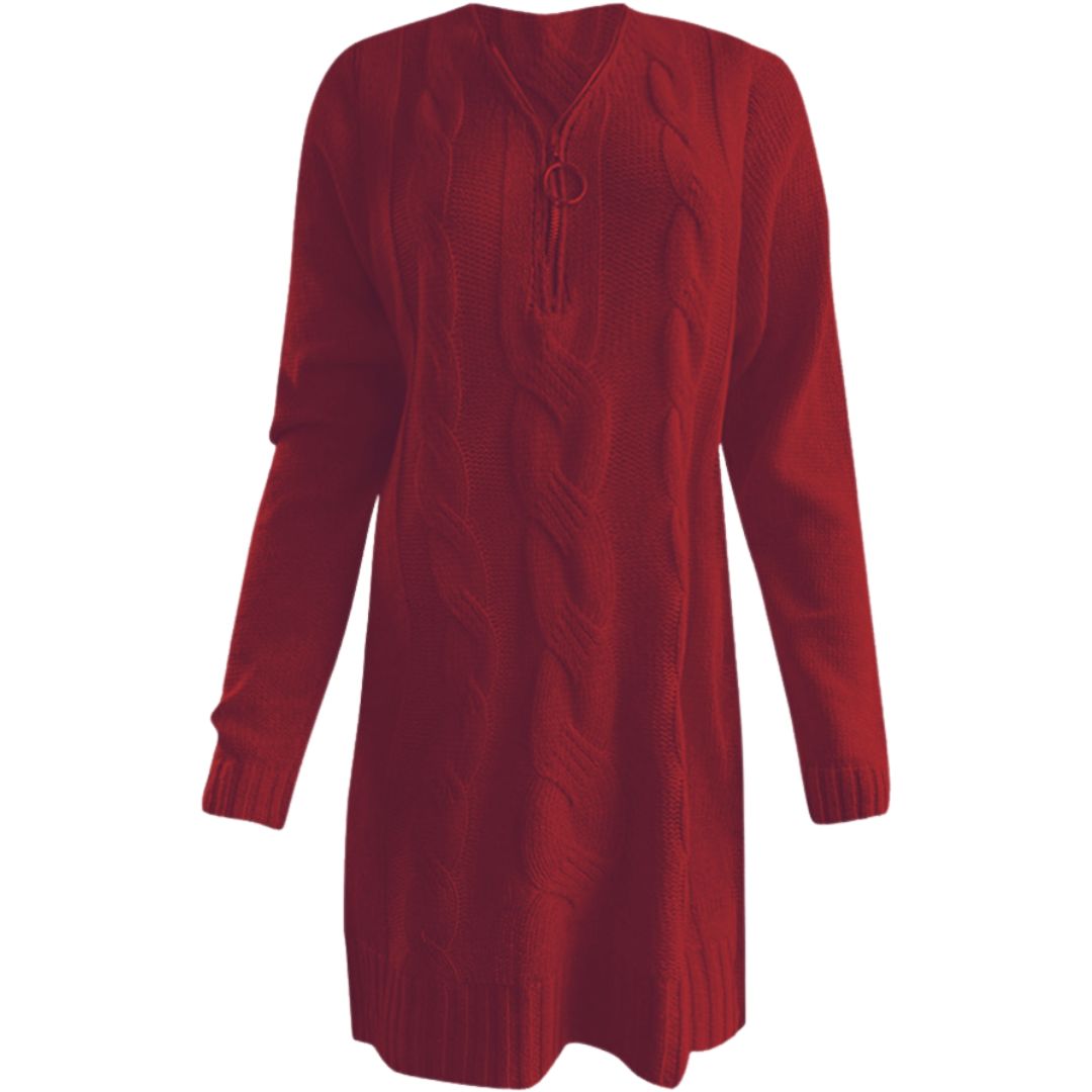 Alba | Geribde tuniekjurk in de kleur Wit voor dames in stijl ideaal voor de herfst.