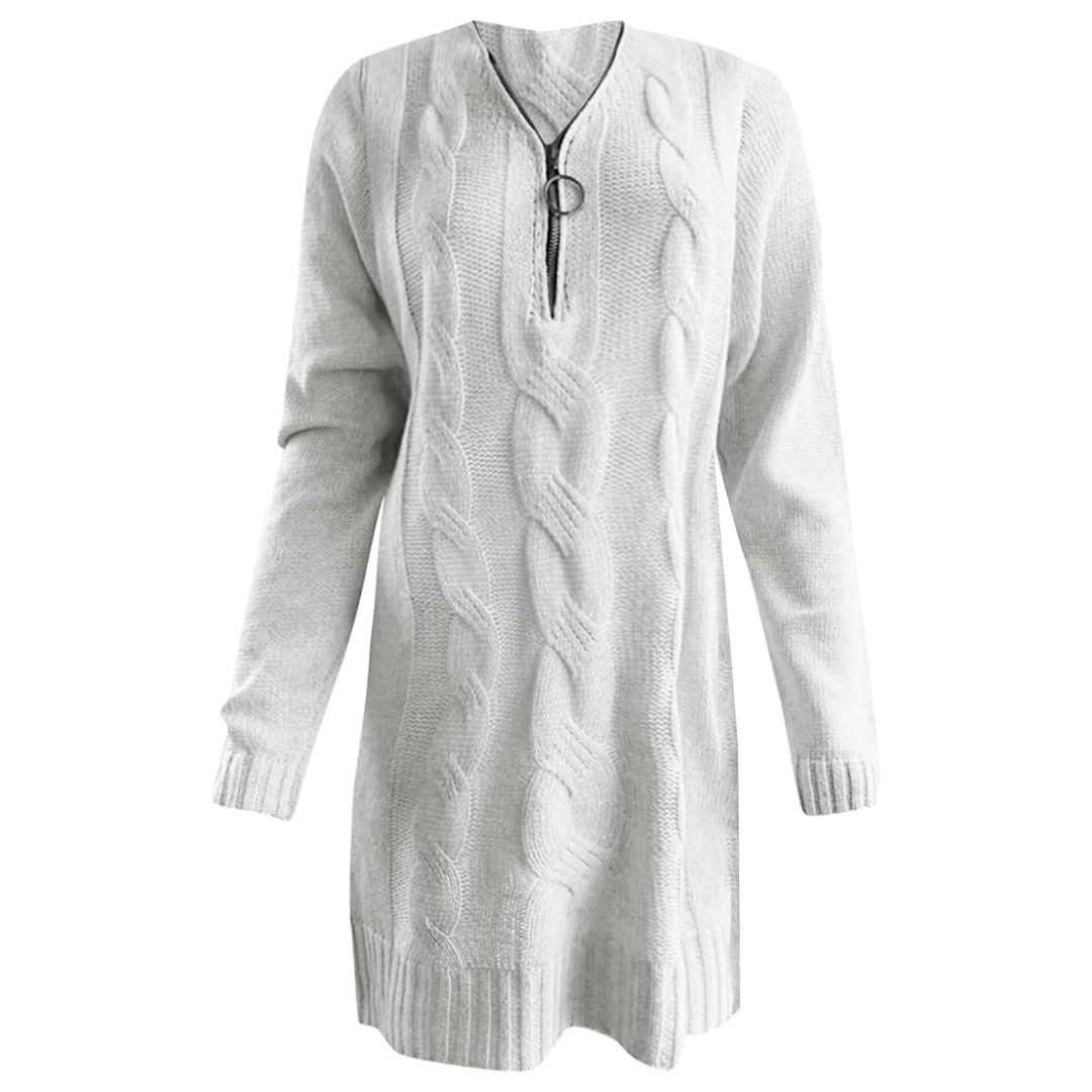 Alba | Geribde tuniekjurk in de kleur Wit voor dames in stijl ideaal voor de herfst.