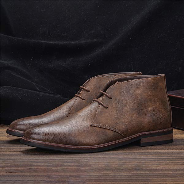 Albert | Vintage Lederen Enkelboots in de kleur Bruin voor heren in stijl ideaal voor de herfst.
