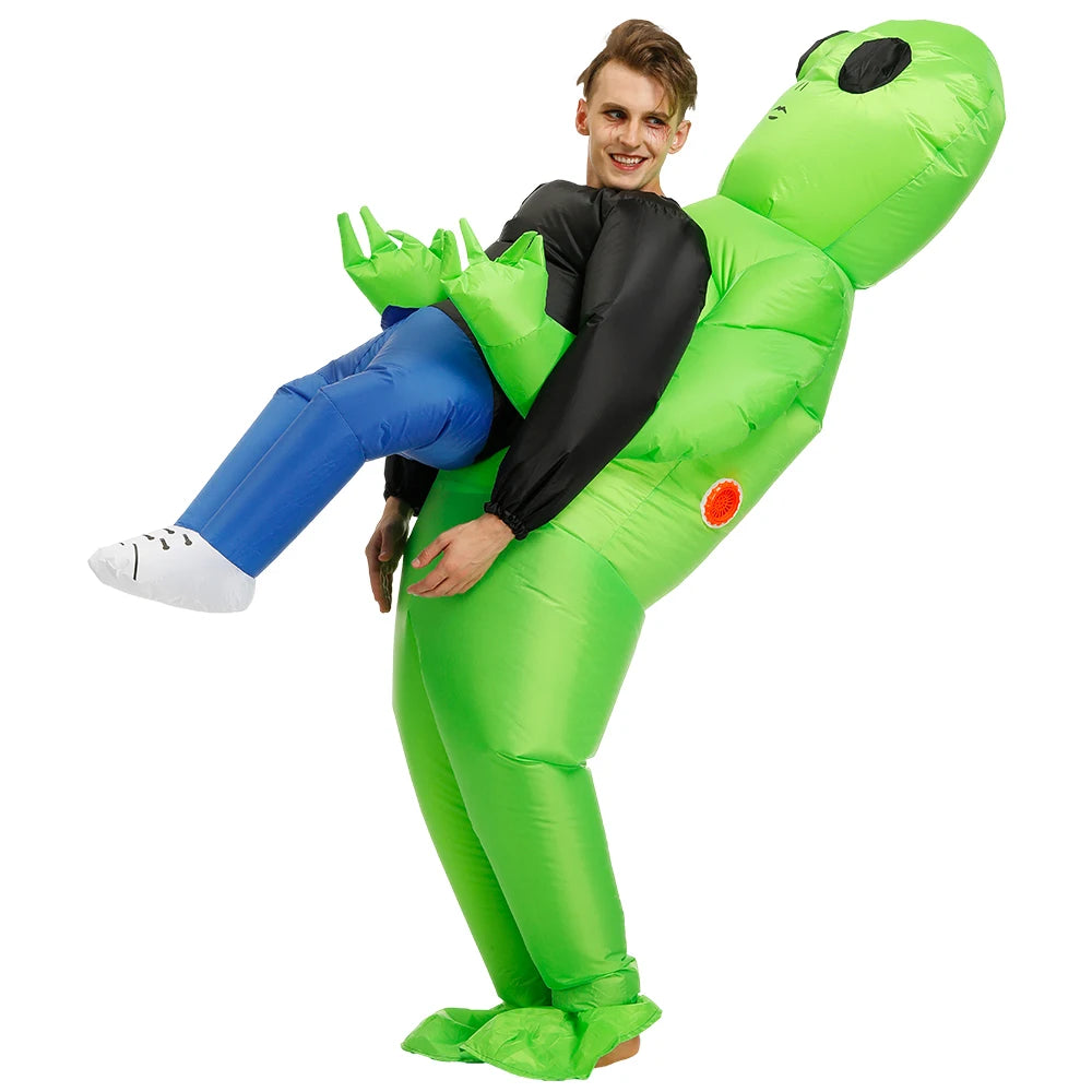 Alien Kostuum voor carnaval (Kids & Adults) in de kleur Groen voor in stijl geschikt voor alle seizoenen.