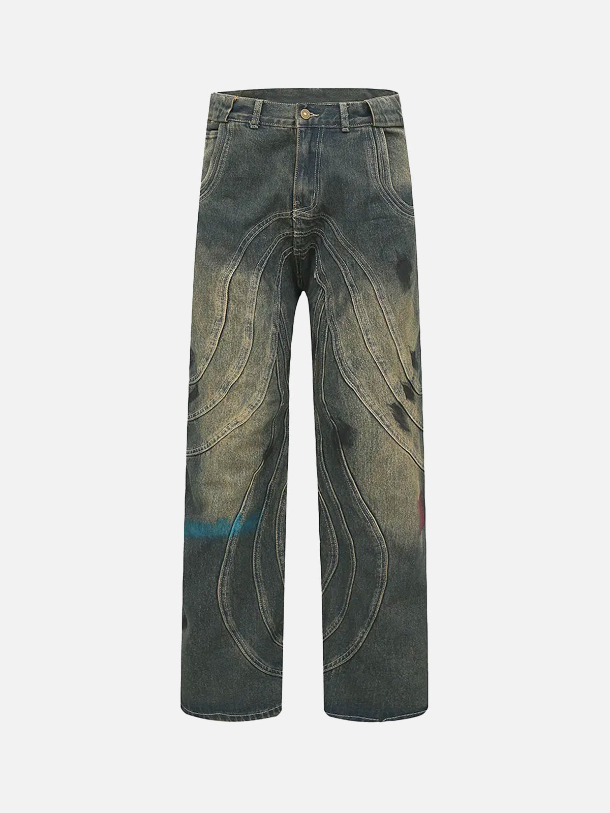 Amerigo | Heren vintage baggy straatjeans met golvende lijnen in de kleur Grijs voor heren in Streetwear stijl ideaal voor de herfst.