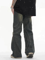 Amerigo | Heren vintage baggy straatjeans met golvende lijnen in de kleur Grijs voor heren in Streetwear stijl ideaal voor de herfst.