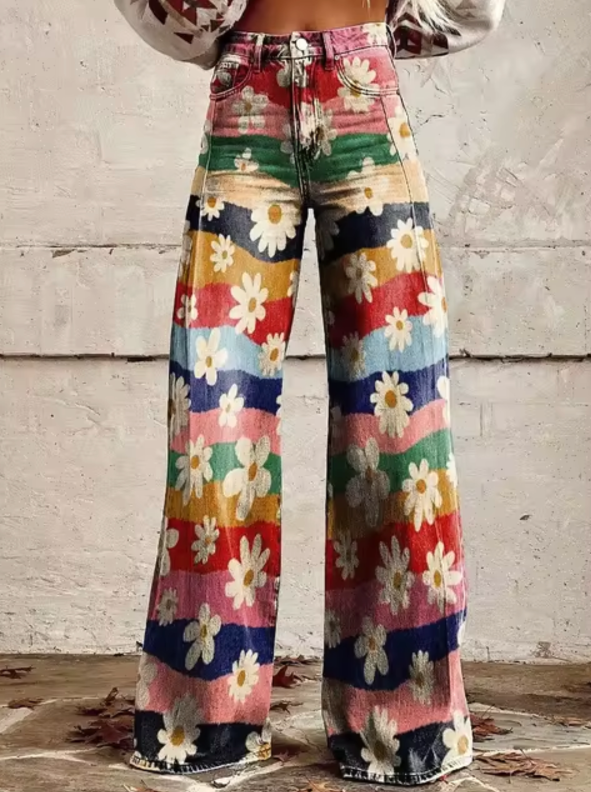 Sophie | Stijlvolle Wijde Broek met Kleurrijke Print