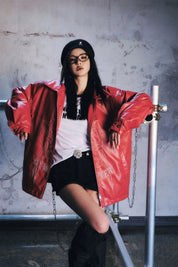 Aukje | Stijlvol straatracejack in de kleur Rood voor dames in stijl ideaal voor de herfst.