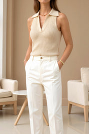 Stijlvolle Mouwloze Top met Kraag - Mathijs