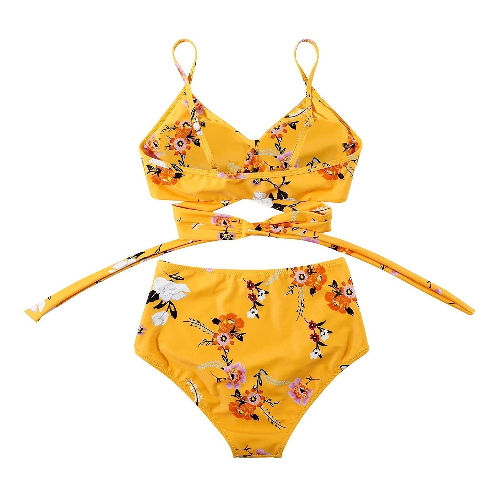 Belle | Hoge taille, kleurrijke damesbikini in de kleur Zwarte top - Bloemen slip voor dames in stijl ideaal voor de zomer.