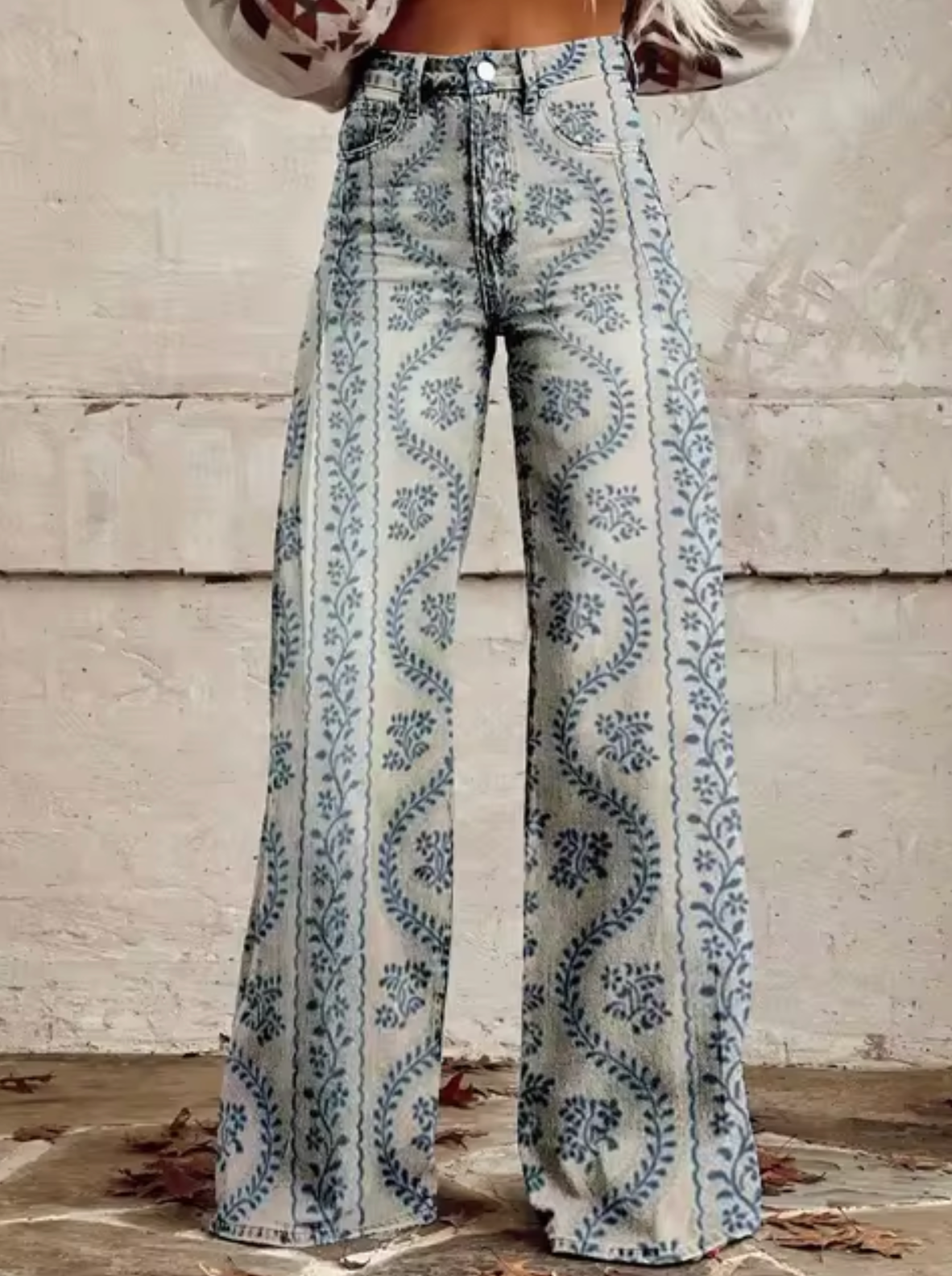 Sophie | Stijlvolle Wijde Broek met Kleurrijke Print