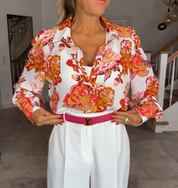 Blouse met bloemenprint en V-hals in de kleur Bloemen voor dames in stijl ideaal voor de herfst.