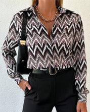 Blouse met grafische print en revers in de kleur Gemengde kleur voor dames in stijl ideaal voor de herfst.