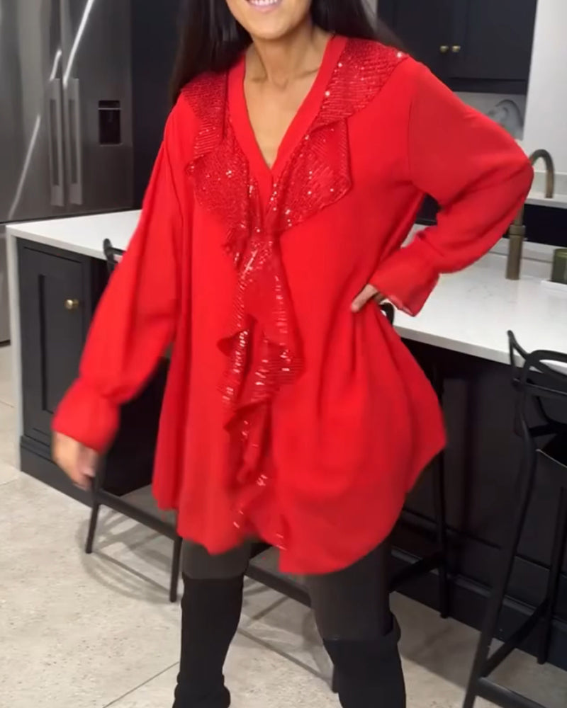 Blouse met ruches en elegante stijl in de kleur Zwart voor dames in stijl ideaal voor de herfst.