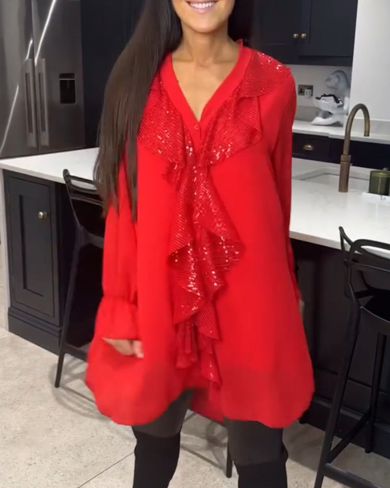 Blouse met ruches en elegante stijl in de kleur Zwart voor dames in stijl ideaal voor de herfst.