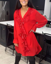 Blouse met ruches en elegante stijl in de kleur Zwart voor dames in stijl ideaal voor de herfst.