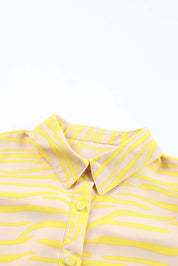 Blouse met zebraprintje en V-hals in de kleur Geel voor dames in stijl ideaal voor de herfst.