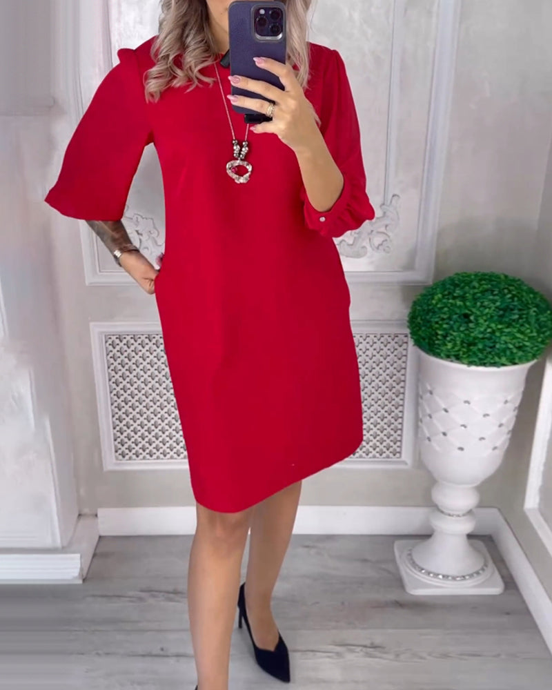 Boanna | Effen eenvoudige elegante jurk in de kleur Rood voor dames in stijl ideaal voor de herfst.