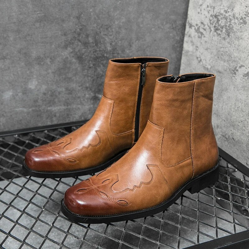 Bram | Klassieke cowboylaarzen heren. in de kleur Khaki voor heren in stijl ideaal voor de herfst.