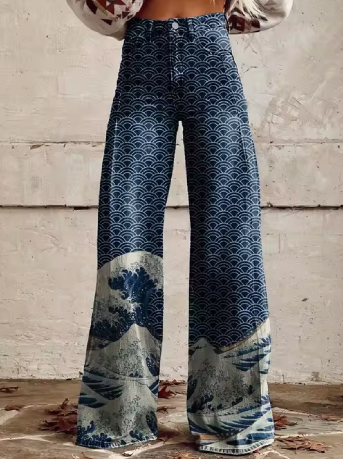 Sophie | Stijlvolle Wijde Broek met Kleurrijke Print
