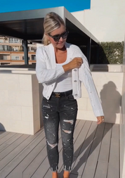 Cardigan met knoopjes in de kleur Wit voor dames in stijl ideaal voor de herfst.