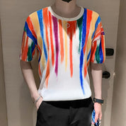 Cas | Heren Kleurrijk Elastisch T-shirt in de kleur Wit voor heren in stijl ideaal voor de lente.