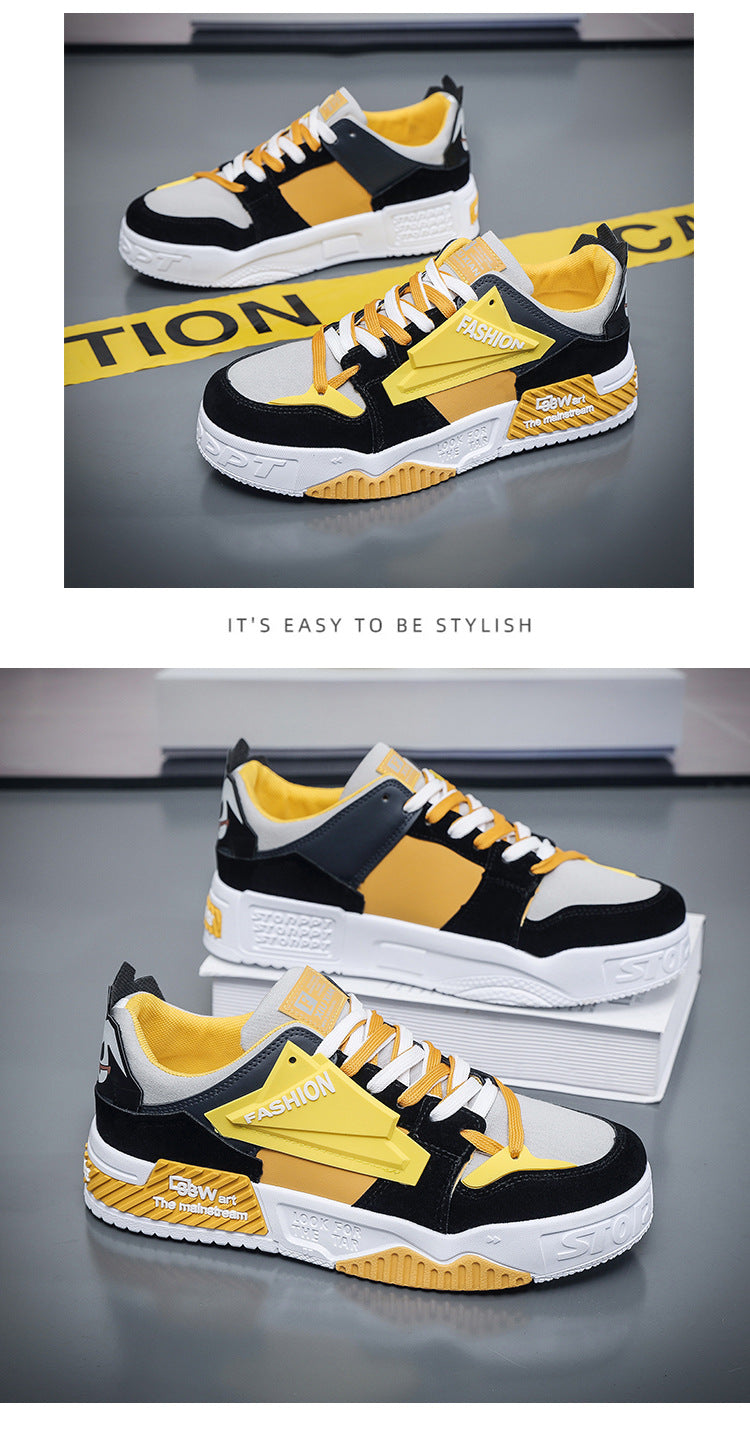 Cas | Trendy heren sneakers in diverse patronen in de kleur Geel voor heren in stijl ideaal voor de winter