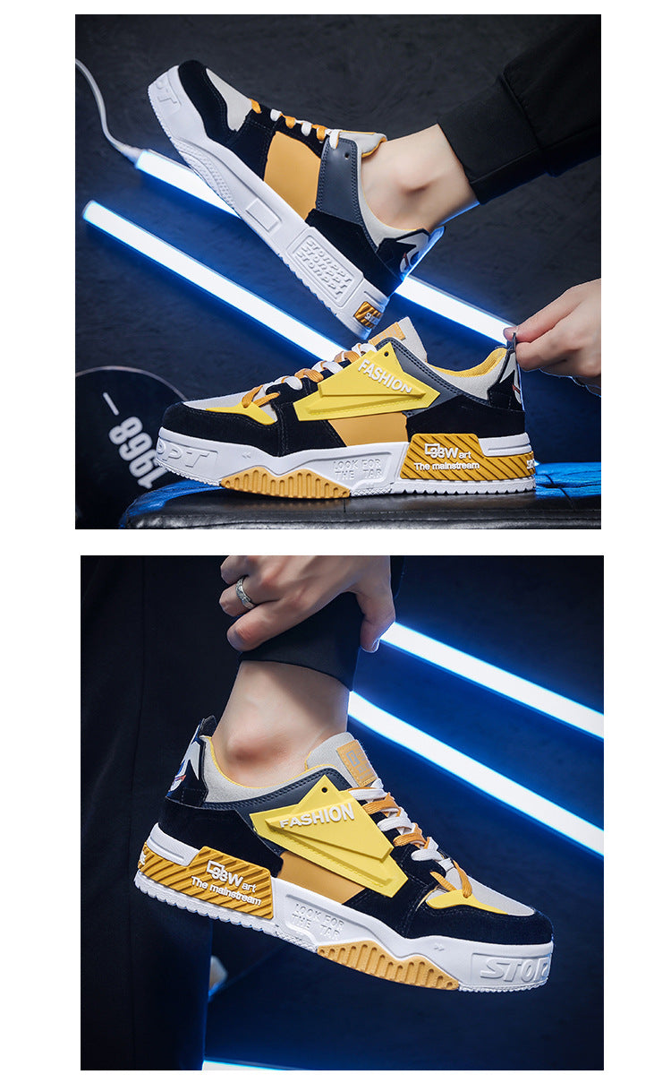 Cas | Trendy heren sneakers in diverse patronen in de kleur Geel voor heren in stijl ideaal voor de winter