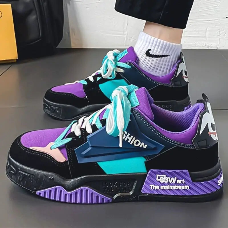 Cas | Trendy heren sneakers in diverse patronen in de kleur Violet voor heren in stijl ideaal voor de winter