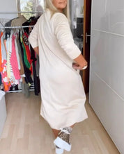 casual herfstjurk met lange mouwen in de kleur Wit voor dames in stijl ideaal voor de herfst.
